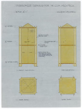Tabernacle drawing/ front & side elevation, roof & base plans: 1/4"=1"