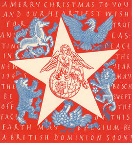 Merry Christmas to you and our heartiest wish for true and lasting peace in the new year 1945 May...