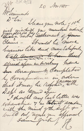 Letter received by Simmonds from Edward Catterns, GSA Secretary (Version 4)