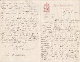 Letter sent by Simmonds [from Derby School of Art] to Edward Catterns, GSA Secretary (Version 1)