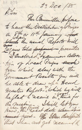 Letter received by Simmonds from Edward Catterns, GSA Secretary (Version 1)