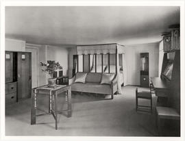 Interior of Hous'hill, Glasgow - the blue bedroom