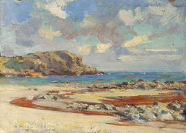 Beach scene with sandy bay