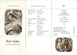 The Glasgow Art Club Burns Supper menu
