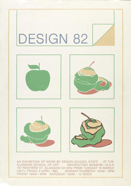 Poster for an exhibition of work produced by The Glasgow School of Art's Design School staff