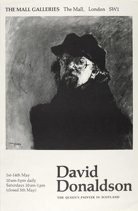 Poster for exhibition 'David Donaldson The Queen's Painter in Scotland', London