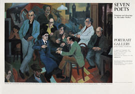 Poster for exhibition 'Seven Poets, Paintings and drawings by Alexander Moffat', Edinburgh