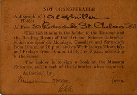 Annual ticket of admission for the Victoria and Albert Museum, South Kensington (Version 2)