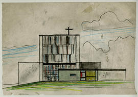 Coloured sketch of completed church.