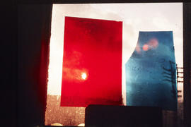 Slide of red and blue glass