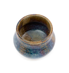 Brown, purple and turquoise ceramic pot (Version 2)
