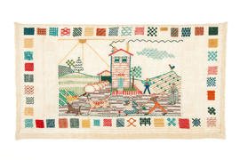 Sampler, 'Garden Picture' (Version 1)