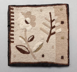 Wooden stool with embroidered top (Version 1)