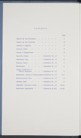 Annual report and accounts, 1956-1957 (Contents page)