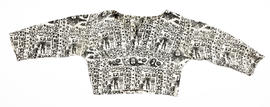 Printed black and white top with animal print featuring lions and other big cats (Version 1)