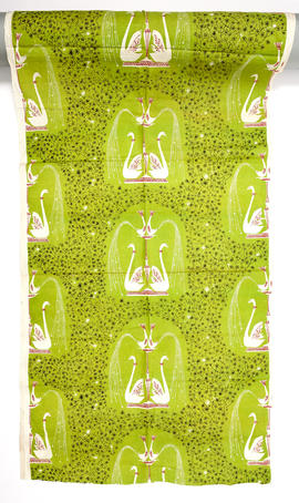 Printed fabric with swan design