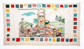 Sampler, 'Garden Picture' (Version 2)