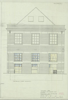 (2) proposals for entrance modifications: 1/8" and 1/4" sections and elevation