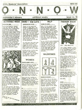G.S.A. Students' Association materials relating to Activities Week 1985