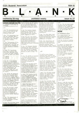 G.S.A. Students' Association weekly publication 'BLANK' and variations