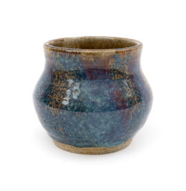 Brown, purple and turquoise ceramic pot (Version 1)