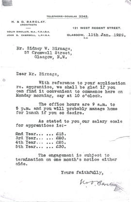 Photocopied apprentice application correspondence