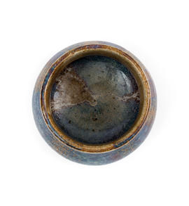 Brown, purple and turquoise ceramic pot (Version 3)