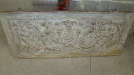 Plaster cast of panel decorated with figures, putti, masks and foliage (Version 1)