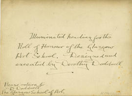 Print of the illuminated heading for the First World War Roll of Honour of The Glasgow School of ...