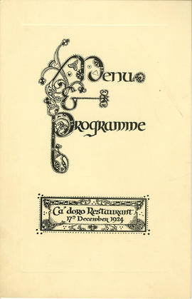 Menu and Programme for the Ca'doro Restaurant (Version 1)