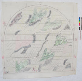 Cartoon of design for Stairway Window, Mrs Muirhead - top section