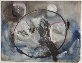 Ethereal composition of central tree and four female nudes (Version 2)
