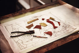 Slide of glass and tools