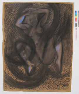 Portrait of a masked woman reclining