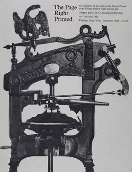 Poster for exhibition entitled 'The Page Right Printed'