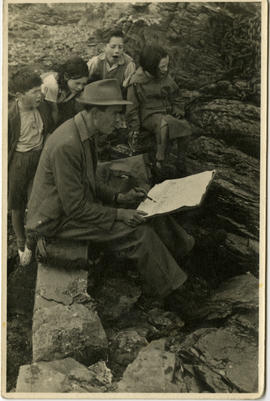 Photograph of Fyffe Christie sketching (Version 1)