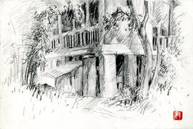 Drawing of building and trees