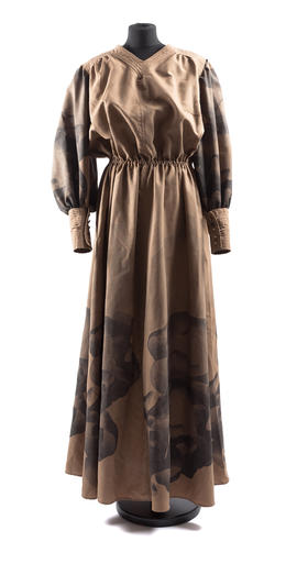 Brown dress with black floral print (Version 1)