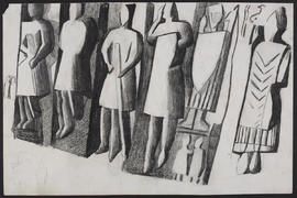 Monochrome sculpture drawing