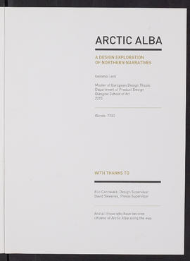 Arctic Alba; Thesis (Flyleaf, Page 1)