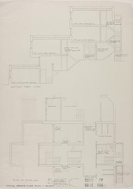 (004) Typical ground floor plan & section: 1/4" REP 1'0"
