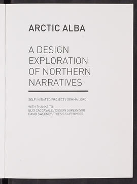 Arctic Alba; Process Journal (Flyleaf, Page 1)